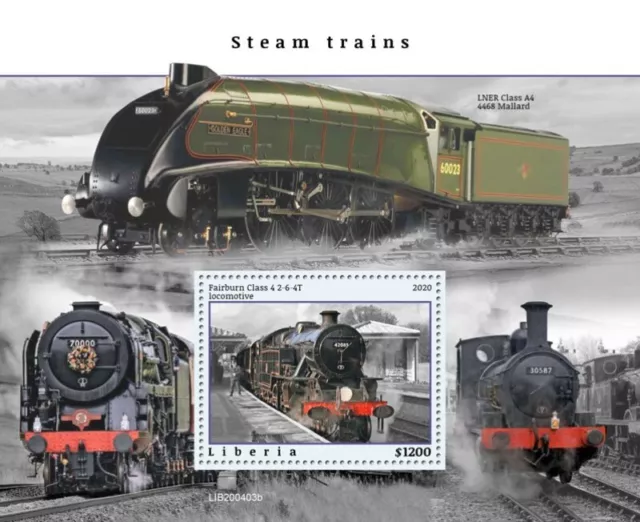 Liberia - 2020 Steam Trains - Stamp Souvenir Sheet - LIB200403b