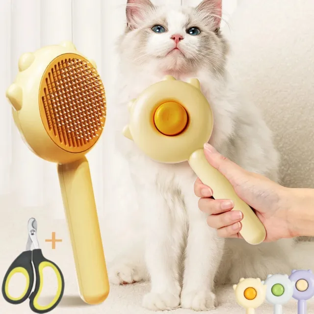 Pet Grooming Combo: Needle Brush, Magic Massage Comb, Hair Remover, Nail Clipper
