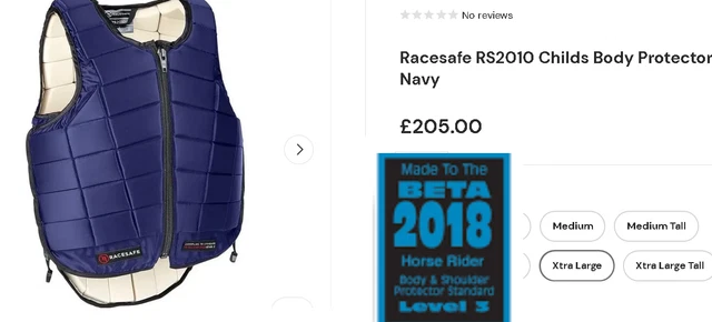 Protège-corps Racesafe Enfant équitation Noir Taille M - Occasion