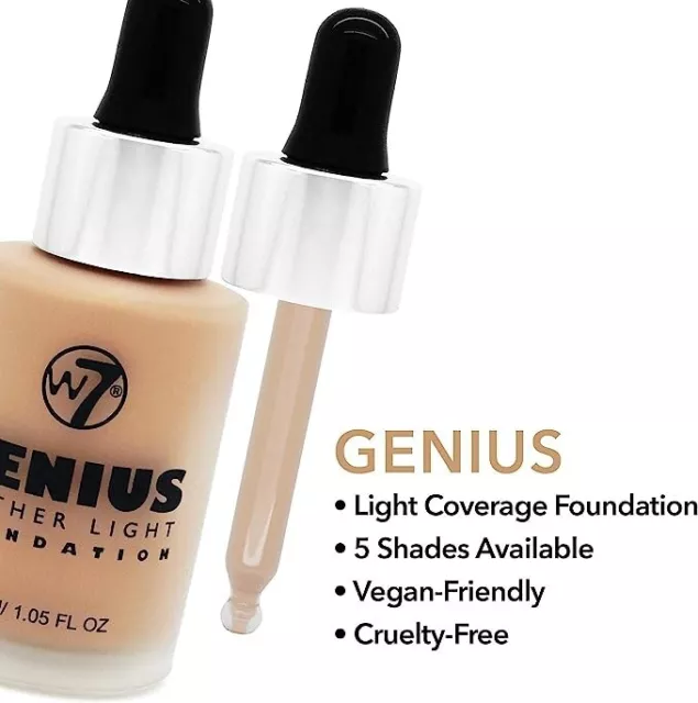 W7 Genius Super Smart federleicht Make-up Foundation, naturbeige, 30 ml 2