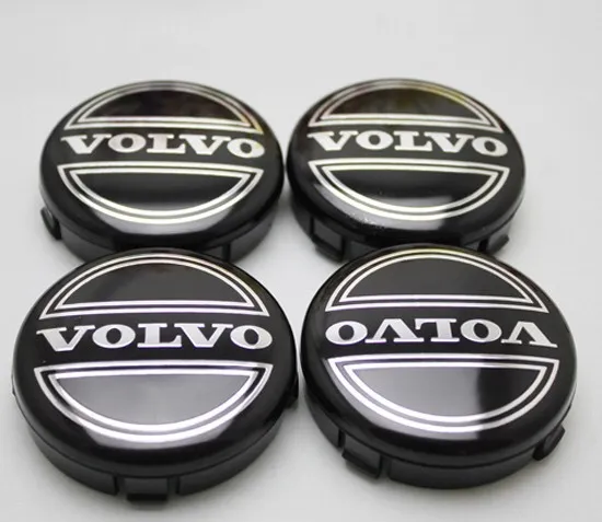VOLVO BLACK CENTRE CAPS X 4 SET TYRE ALLOYS 64mm C30 C70 S40 S60 V50 V60 V70 S80