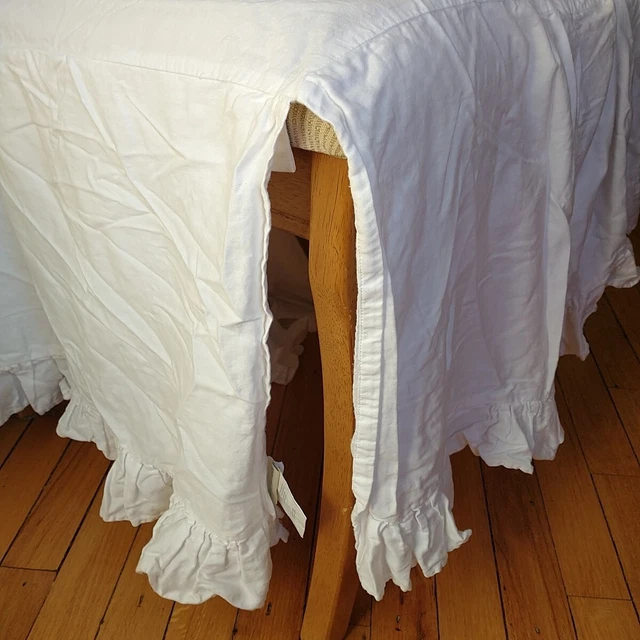 Pottery Barn Kids Baby Crib Bed Skirt White 100% Cotton Ruffle 15.5" Drop