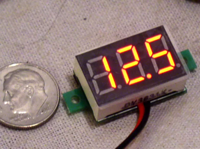 Small 3 Digit Red Led 2 Wire Autorange Digital Panel Voltmeter 3-30V Usa Free Sh