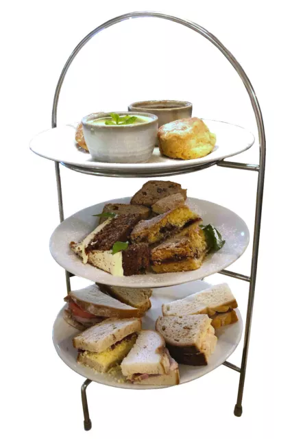 Chef-Hub Silver Colour Afternoon Tea Stand Birthday Wedding Party Easter 3 Sizes