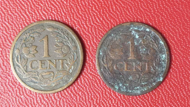 1 cent Pays-Bas 1915 NEDERLAND -Lot de 2 pièces -  KM# 152