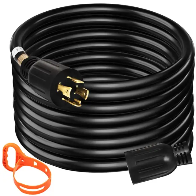 20Ft 30Amp Generator Extension Cord 4 Wire 10-AWG 125V 250V Generator Power Cord