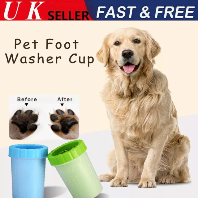 Pet Foot Washer Cup Dog Cat Cleaner Paw Clean Brush Cup Quickly Wash Portable UK