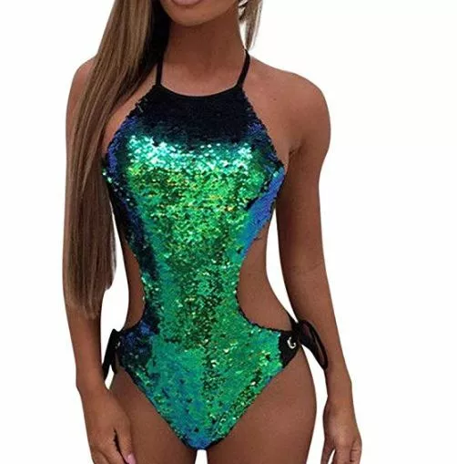 Costumi da bagno intero paillette sexy Costumi da bagno da donna spiaggia
