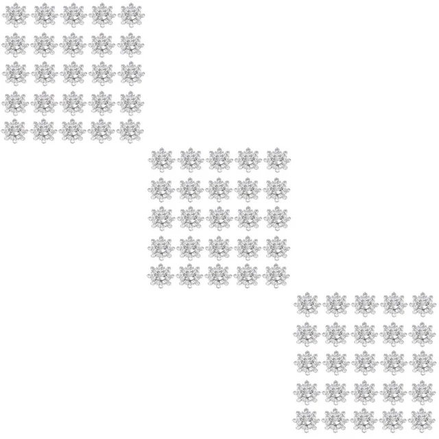 90 Pcs Rhinestone Embellishments Snowflake Drill Buckle Metal Buttons Artificial 2