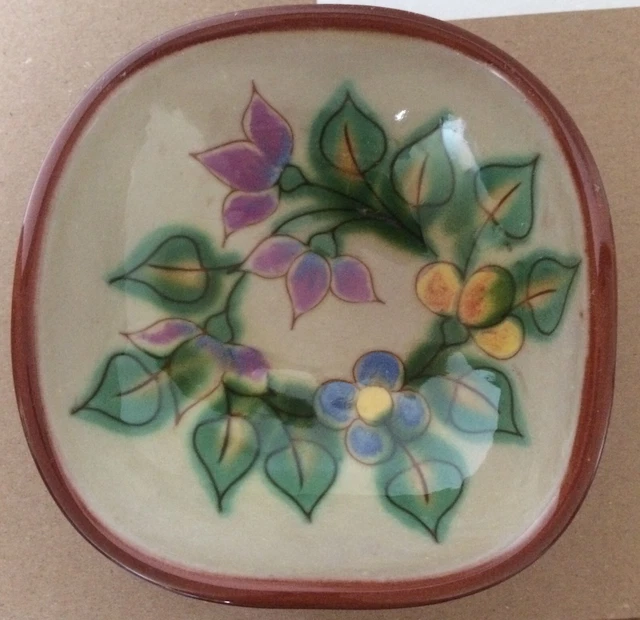 Icon Ravier Bol RAVIER BOL COUPELLES terre cuite émaillée. Vintage 1950s. Décor fleurs ...