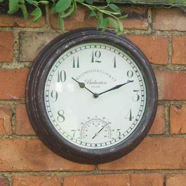 Smart Garden Bickerton Wall Clock & Thermometer, 12in/15in