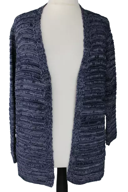 Sheego Donna Cardigan Blu Giacca Taglie Forti Aprire Inverno Maniche Lunghe