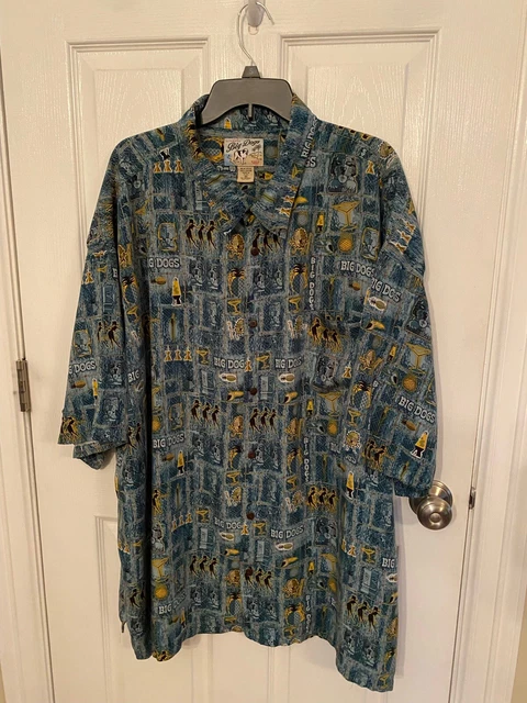 VTG Hawaiian Aloha Shirt Big Dogs Sphinx Tiki Idol Hula Toucan Lava Bar Mens 4XL