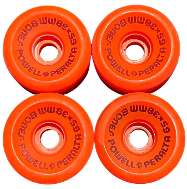 1970-80s Vtg 65x38mm Bones Powell Peralta Skateboard Wheels Orange Old School