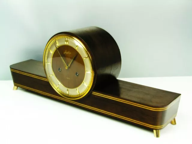 Rare Beautiful Later Art Deco Junghans Chiming Mantel Clock With Balance Wheel