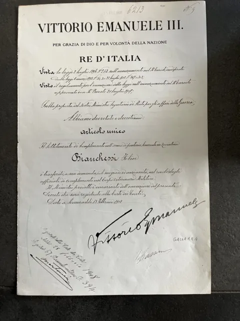 Documento Storico Vittorio Emanuele III