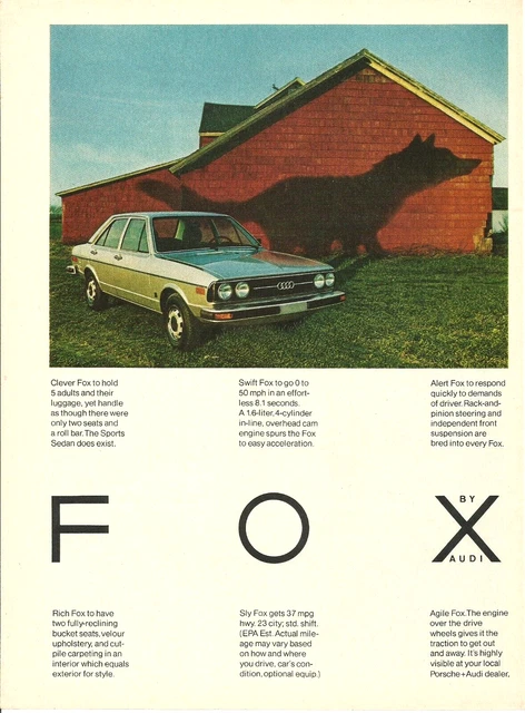 1978 Audi Fox Sports Sedan Car vintage Print Ad 70's Advertisement