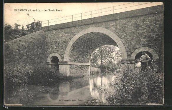 CPA Epernon, Les Trois Ponts