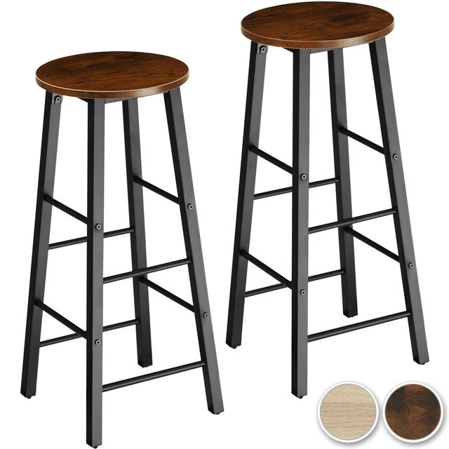 Lot de 2 Tabourets de Bar Vintage Style Industriel Ensemble Chaises de Bistrot