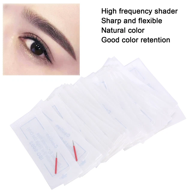 50 piezas aguja sombreadora microblading acero inoxidable aguja tatuaje para cejas (5RL) BST