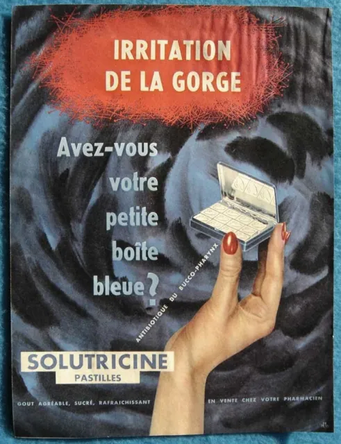 Publicité Papier Produit Pharmaceutique SOLUTRICINE de 1956