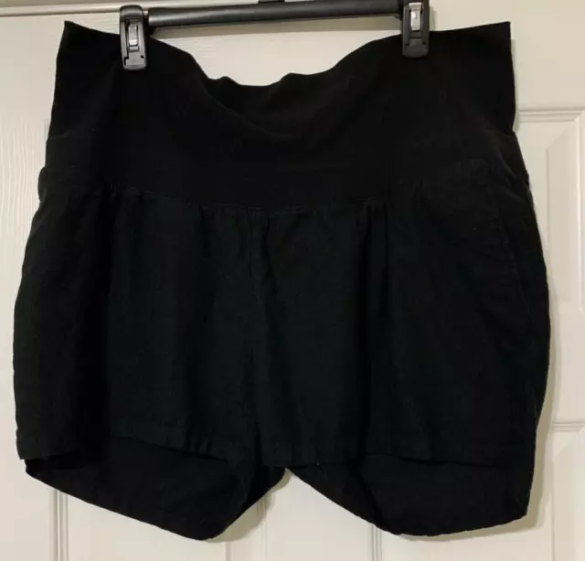 Old Navy Maternity Womens Size L Full Panel Biker Shorts Black