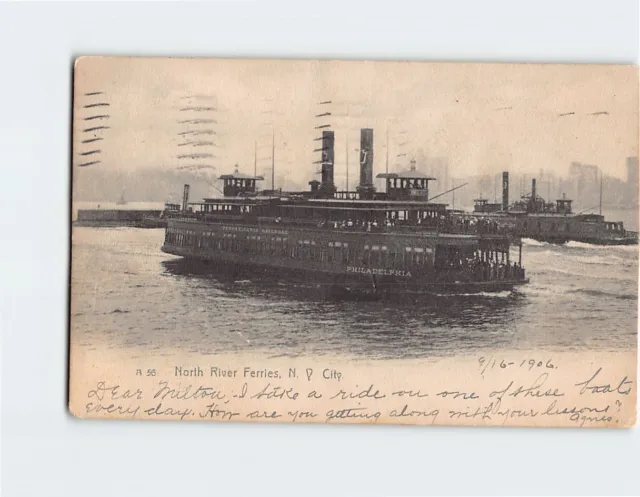Postcard North River Ferries New York City New York USA