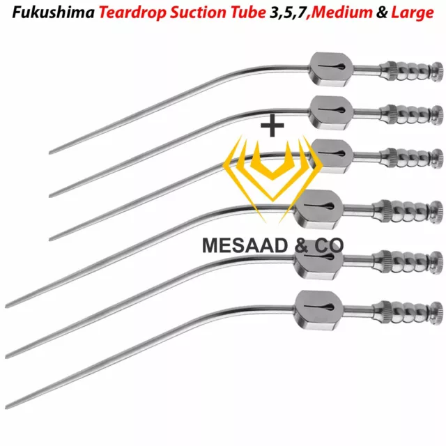 New Fukushima Teardrop Suction Tube Fr 3,5,7 Medium & Large 6 PCs Set Surgical