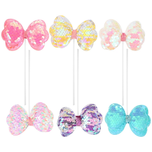 6 piezas Arco de lentejuelas Cupcake Toppers Lindo Arco Pastel Decoraciones Hawai Fiesta Cumpleaños