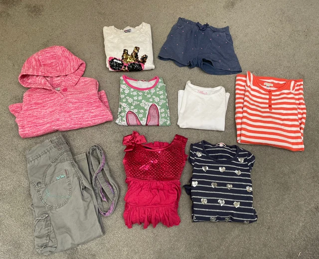 GIRLS CLOTHES BUNDLE - 9 ITEMS - 5-6yrs - INC BLUEZOO, M&S, FAT FACE - GC