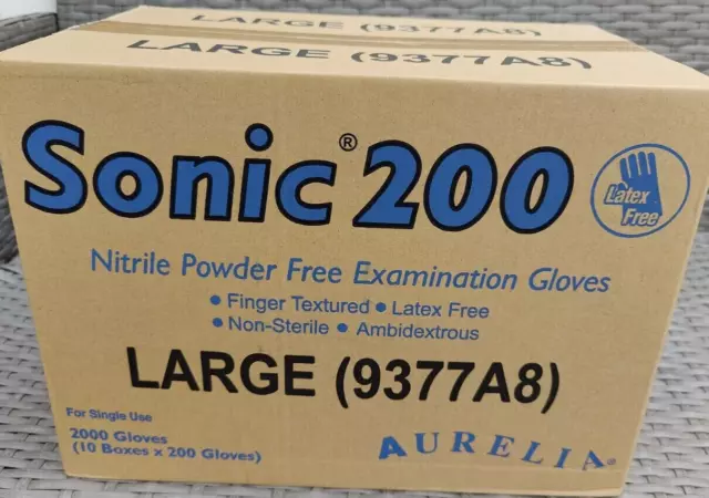 Aurelia Sonic 200 Nitrile Powder Free Disposable | Large 10 Box Case 2000 Gloves