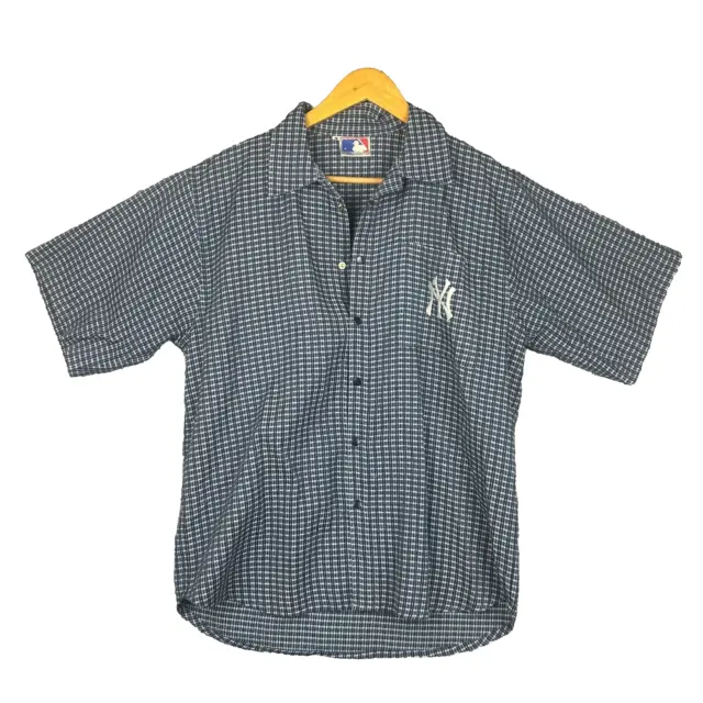 Major League Baseball Jersey Mens Small New York Yankees Check Button Up