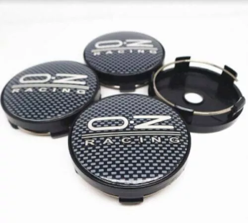 OZ Racing 4 x 60mm Grey ABS Base Alloy Wheel Rim Hub cap Centre Cap Black Carbon