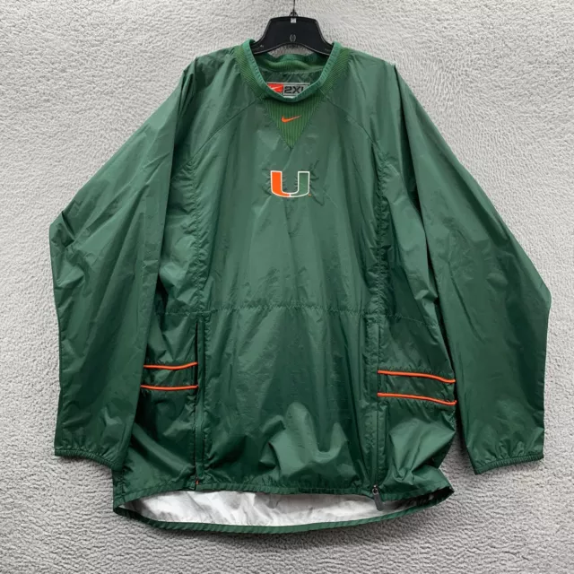 MIAMI HURRICANES Jacket Mens XXL Windbreaker Nike Team Green Long Sleeve*