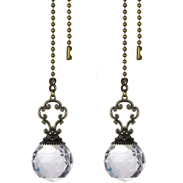 Set di 2 catene ventola trasparente stile vintage tiri prisma cristallo P5Z5