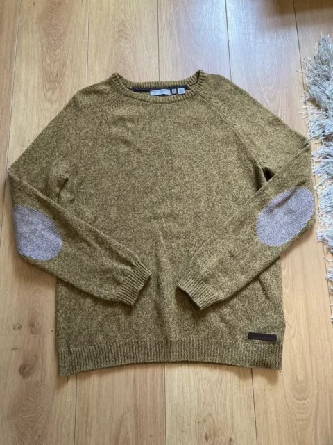 Ted Baker Mens Large Size (4) Gold & Brown Mix Wool Mix Jumper