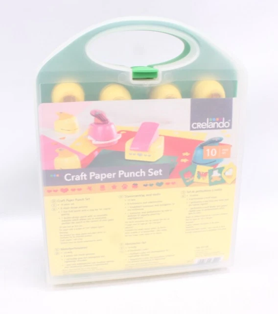 CRELANDO CRAFT PAPER Punch Set Paper Crafting Set Cased S47 £9.99