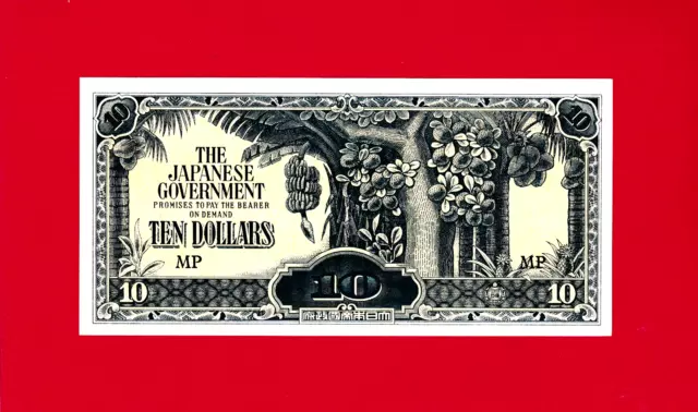 Japanese Government Occupation Malaya 10 Dollars 1942-1944 Unc Note (P-M7c) "MP"
