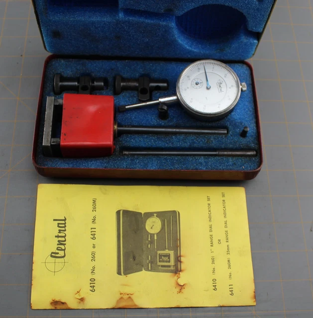 Central Tool 6410 / 260 Dial Indicator Set Kit in Case