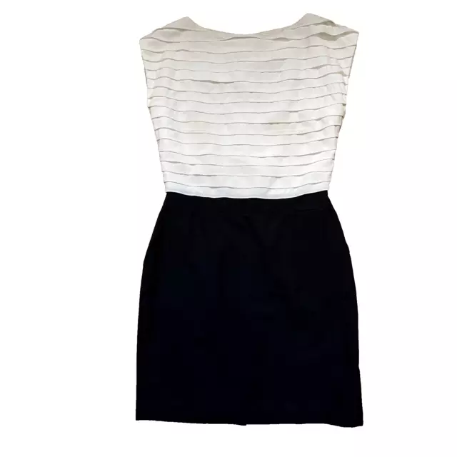 Reiss shift dress black and white size 10 white pleated top/black skirt LBD