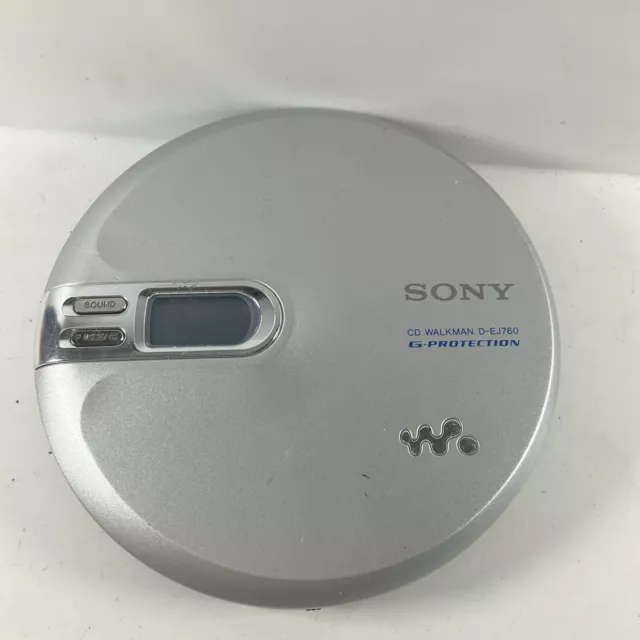 Sony Walkman D-EJ760 Argent Personnel CD Player- Testé en Marche
