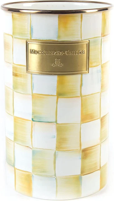 Mackenzie-Childs Parchment Check Enamel Utensil Holder, Cute Holder for Utensils