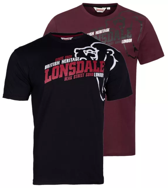 LONSDALE Herren T-Shirt WALKLEY einzeln oder multi schwarz bordeaux M-XXL 111273