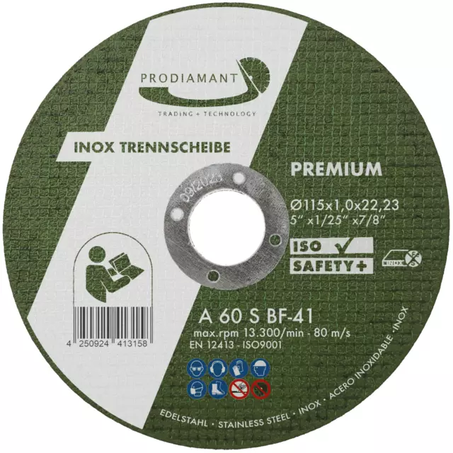 PRODIAMANT Trennscheibe 115mm x 1,0mm 10 Stück Inox Flexscheibe für Metall Stahl