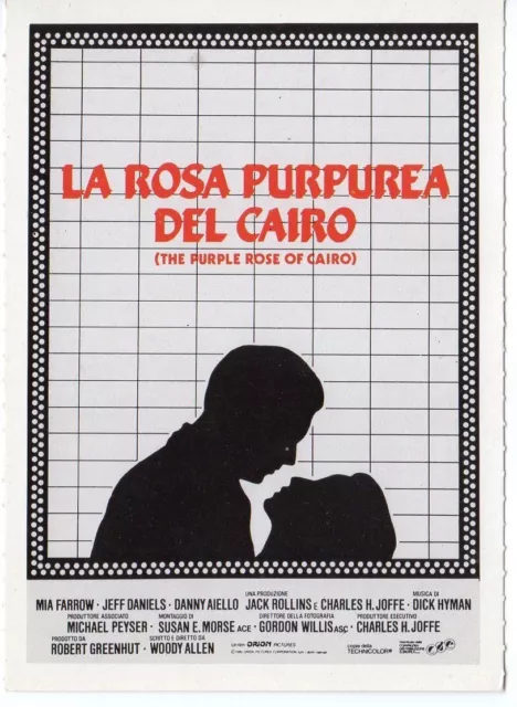 cartolina scheda Ciak LA ROSA PURPUREA DEL CAIRO MIA FARROW E JEFF DANIELS