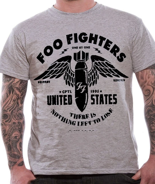 FOO FIGHTERS T Shirt Official Stencil Concrete & Gold Grey Rock Tee