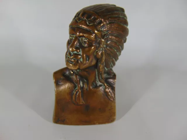 Indian Chief Bronze Brass Figure Head Native American Bust