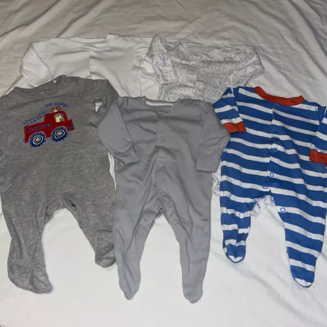 bundle of 5 baby boys newborn sleepsuits clothes