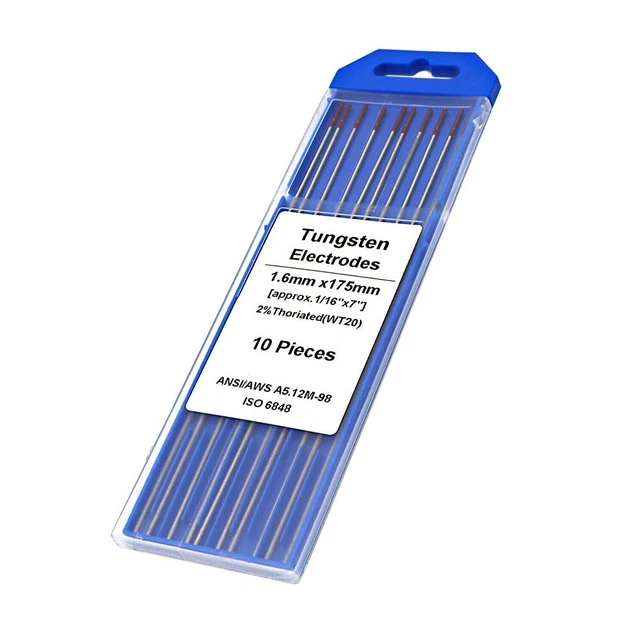 TIG WELDING TUNGSTEN ELECTRODES 1/16x7 10-PK 2% THORIATED RED FOR TIG WELDER