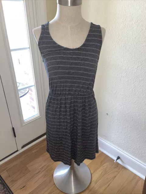 Women’s Merona Size Small Grey Striped Knit Tank Dress With Elastic Waist